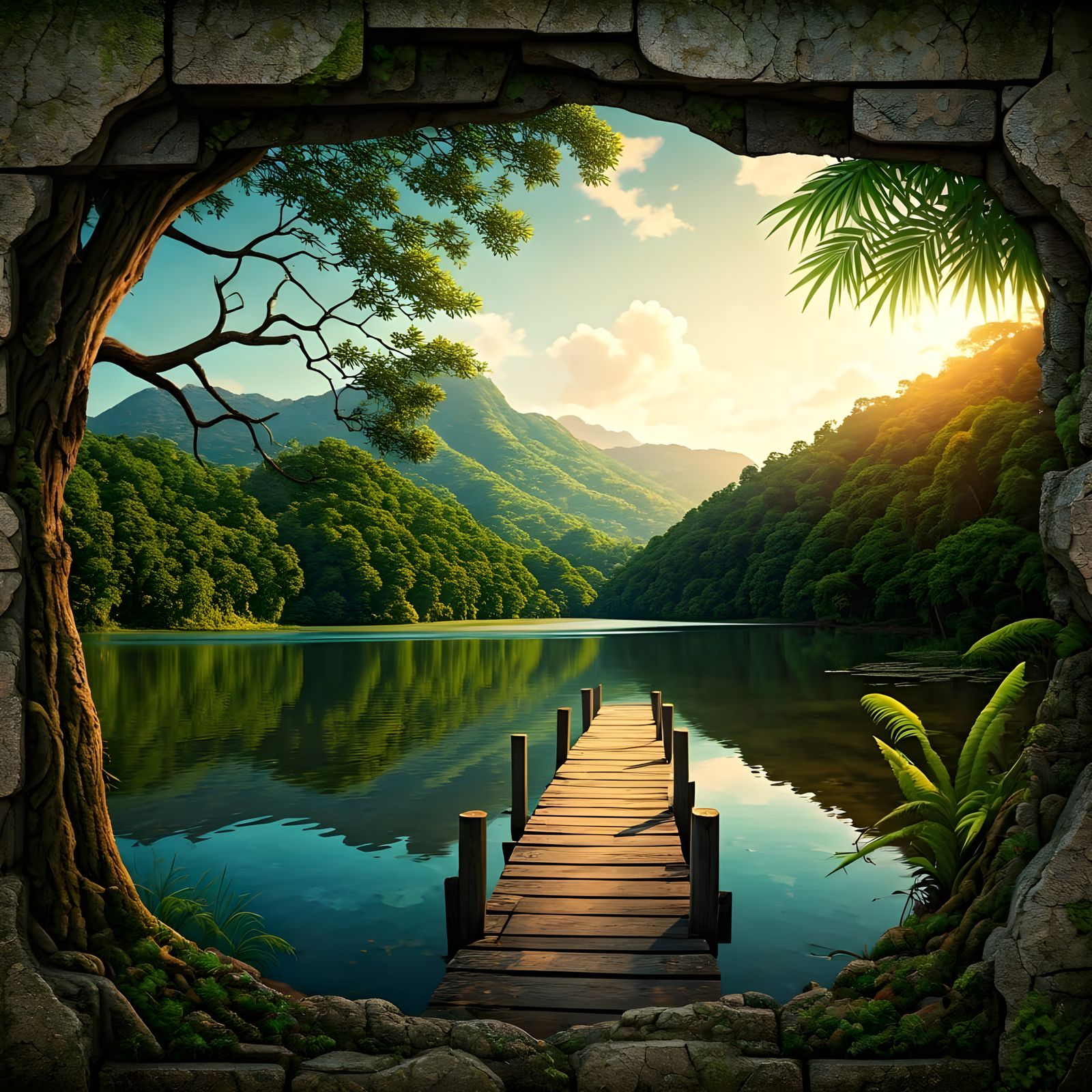 Batik Mural on Weathered Wall: Hyperrealistic Indonesian Art