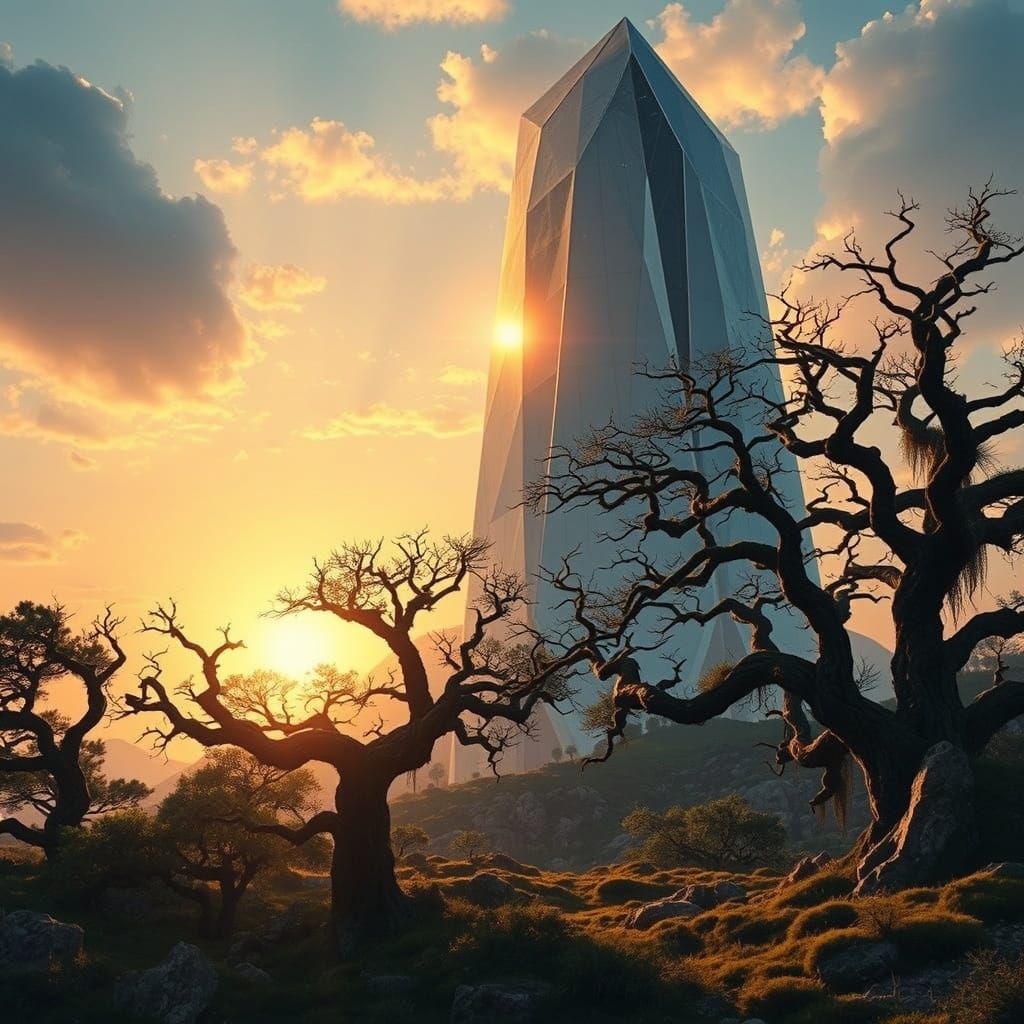 Futuristic Skyscraper in a Twilight World