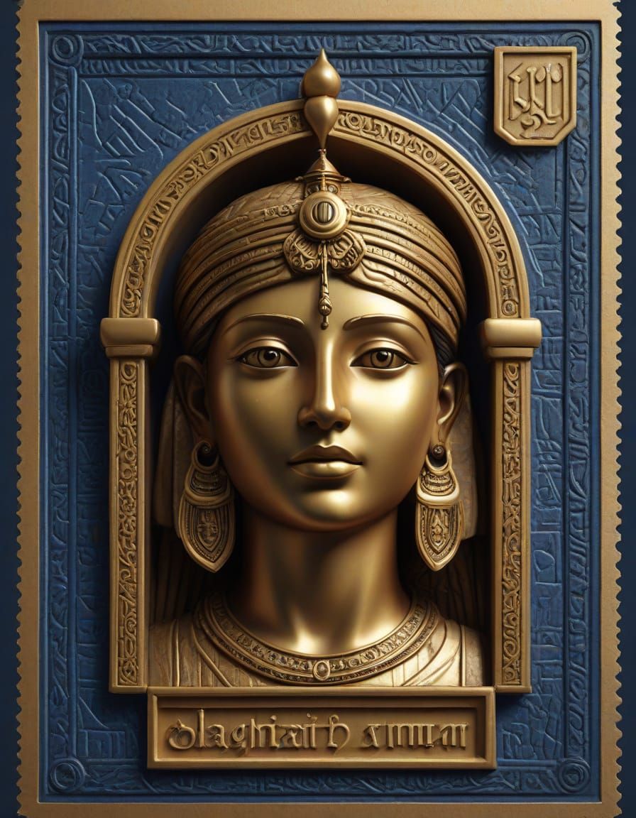 Baghdad Museum Postage Stamp in Simple Style