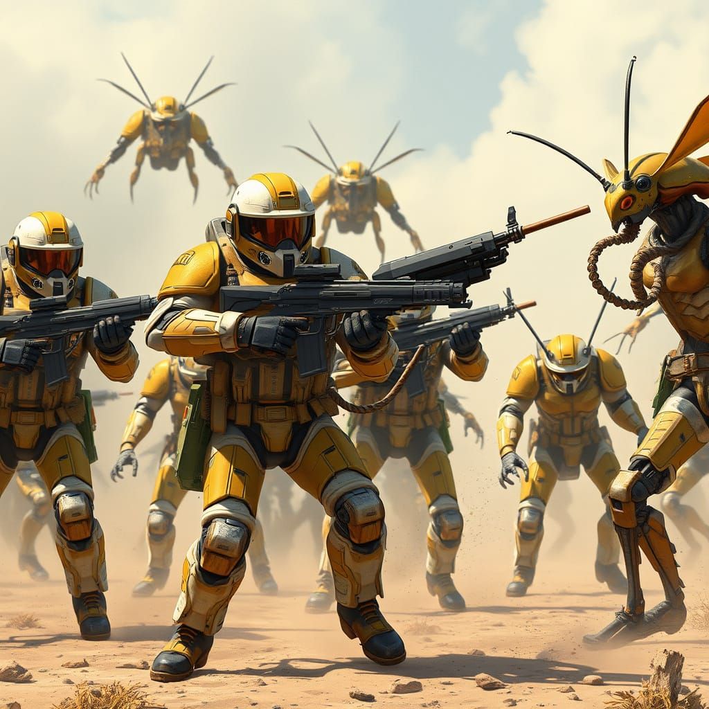 Future War Robots vs Human Soldiers in Cyberpunk Battle