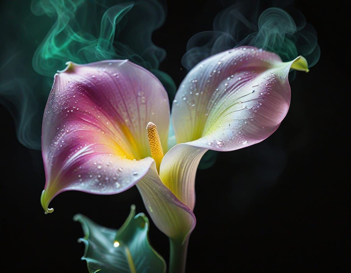 Sparkling Pink Onyx Calla Lily with Electric Yellow Center