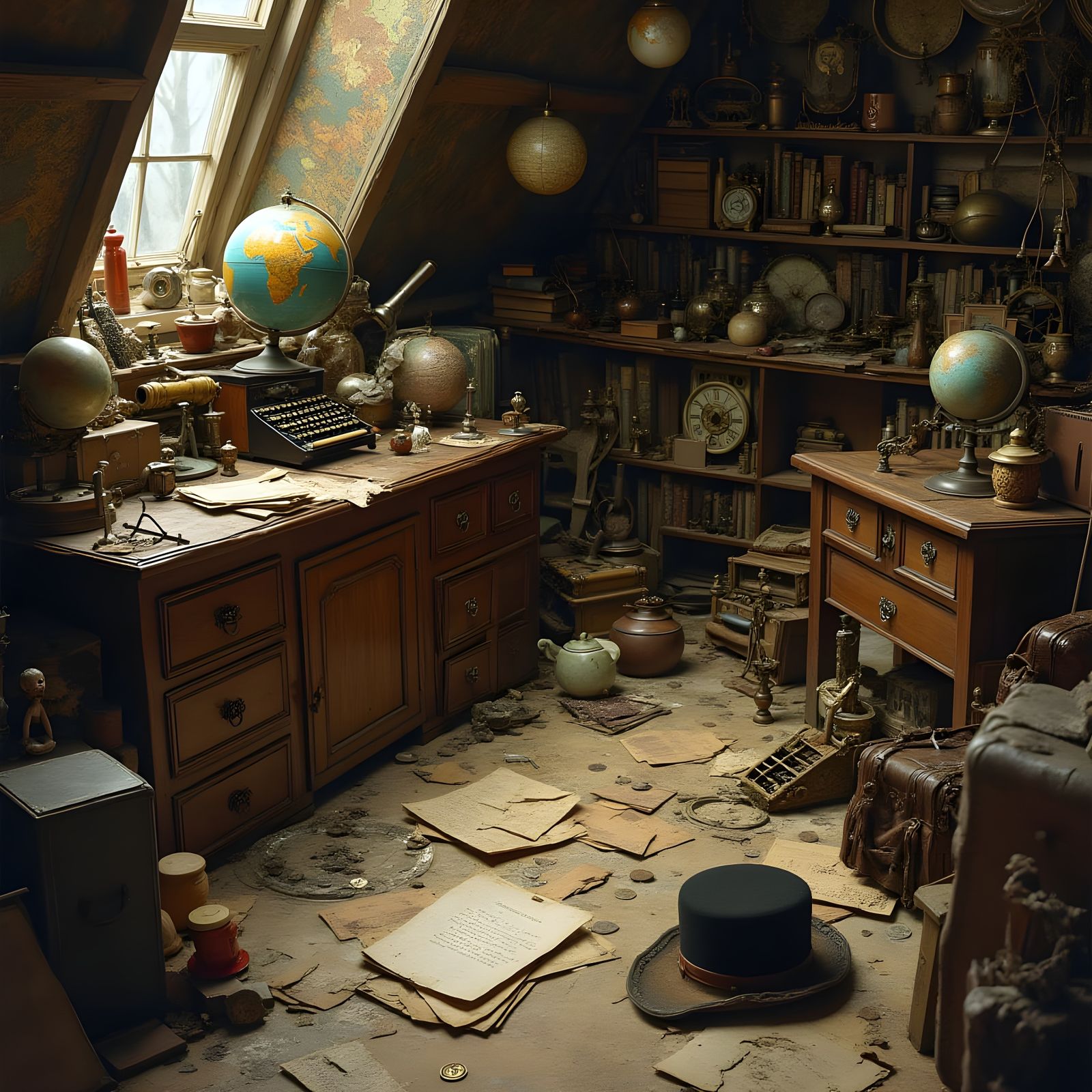 A Chaotic Hidden Object Game Scene in a Cluttered Room