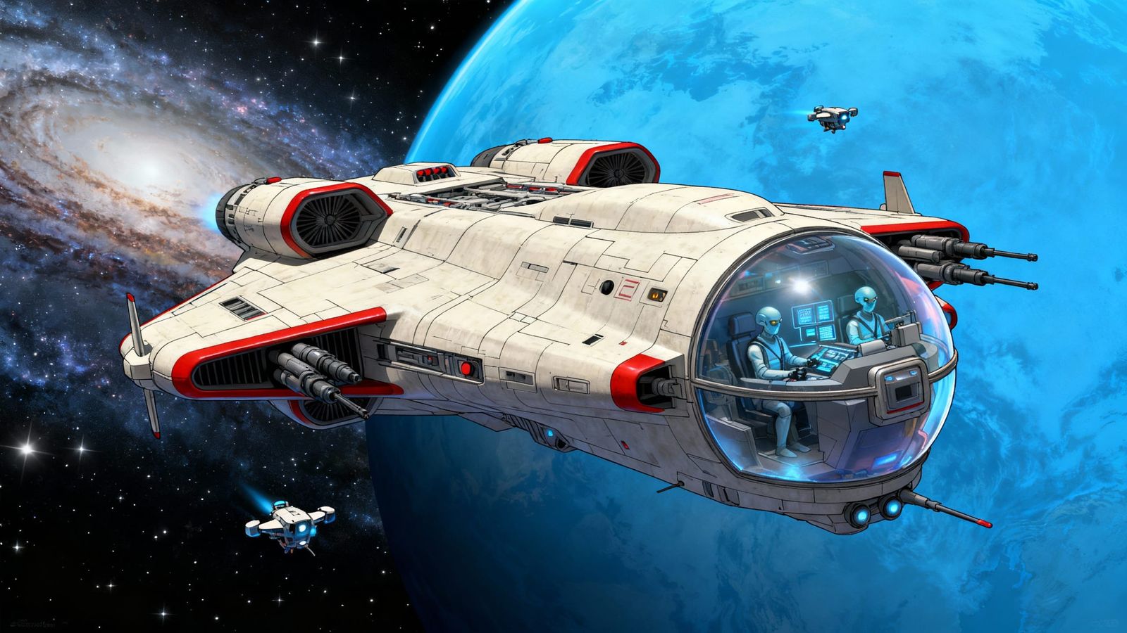 Alien Cruiser Stealthily Navigates Past Blue Planet