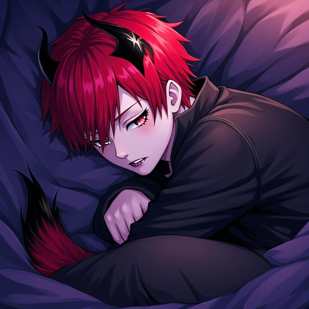 Emo Teenage Antichrist Asleep in Closet, Anime Style