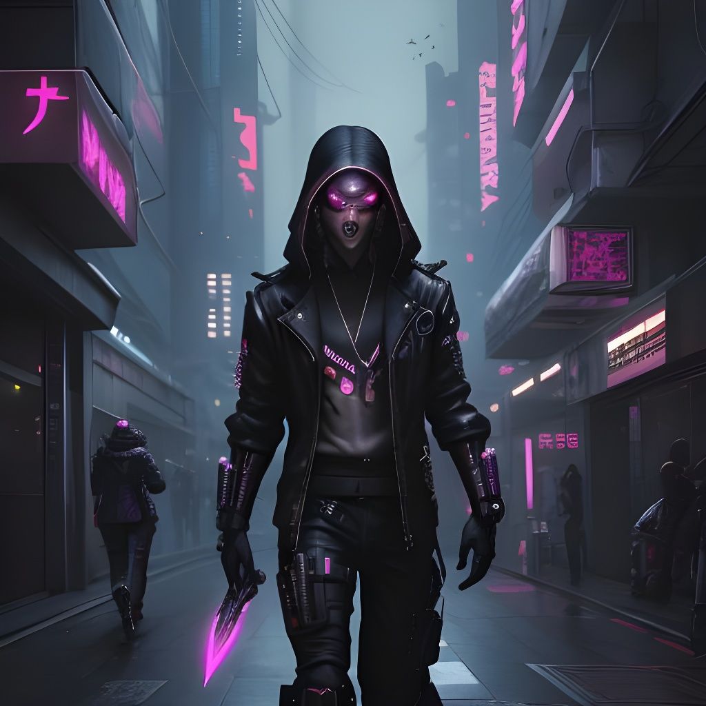 Cyberpunk Shadow Heart: A Digital Art Piece