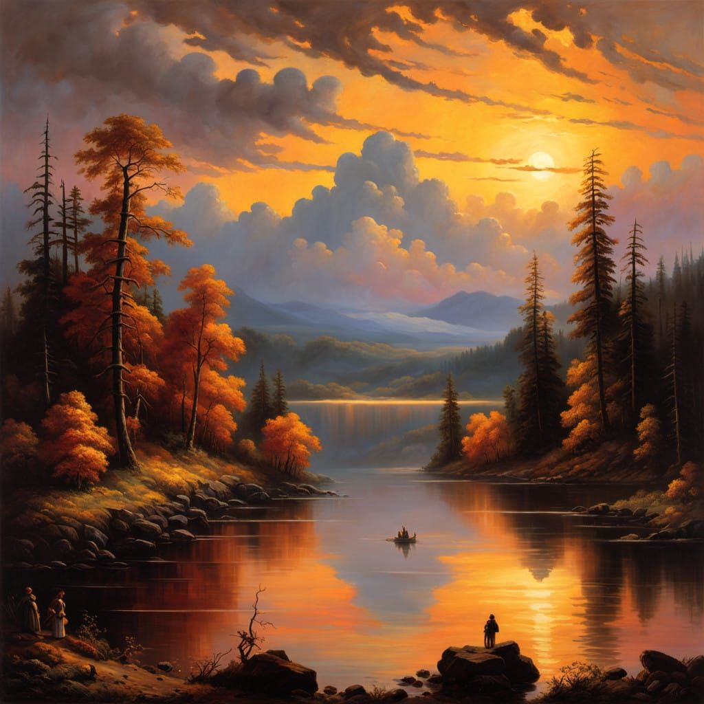 Golden Sunset Silhouettes against Vibrant Sky