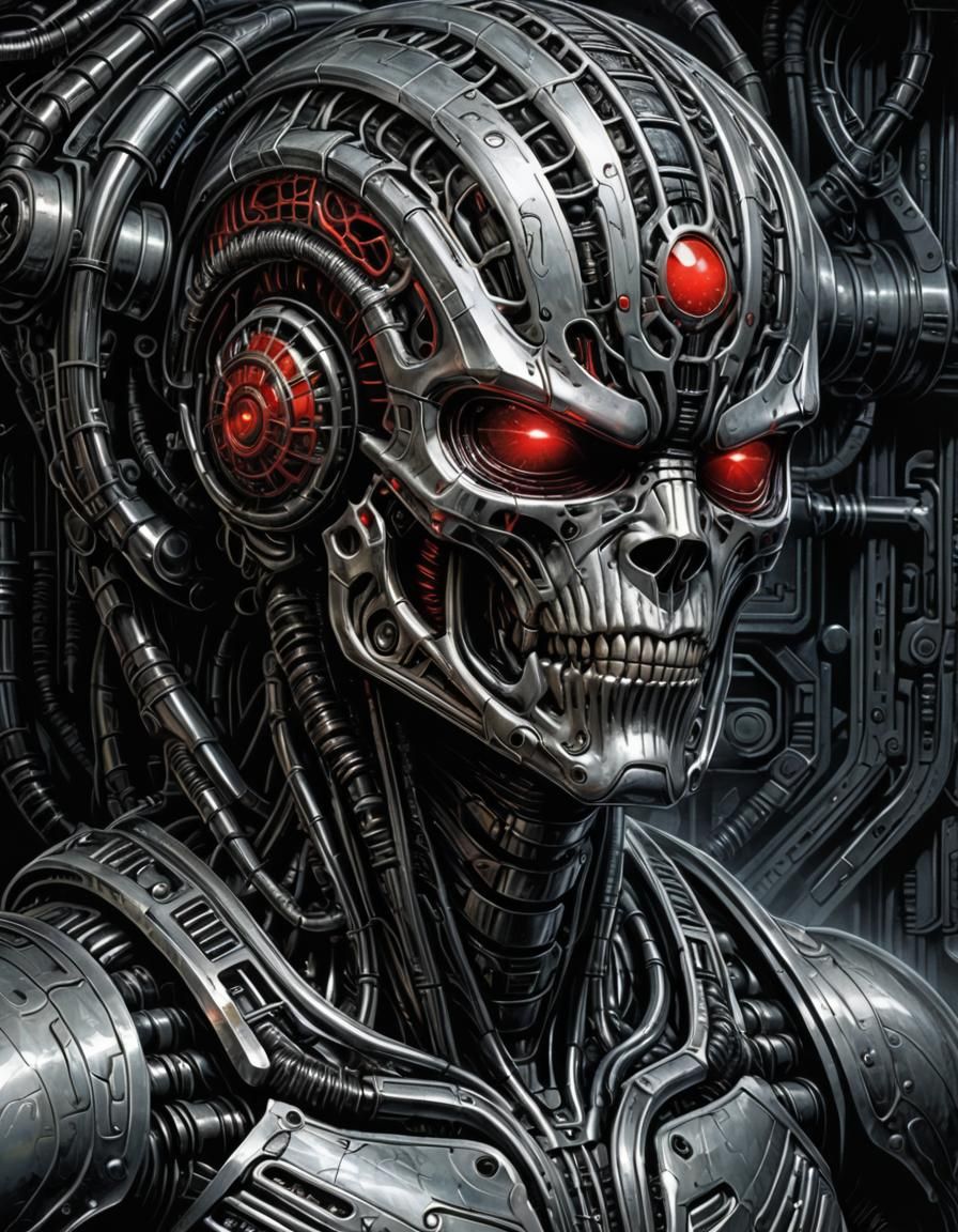 Biomechanical Alien Brain in Comic Book Art Style