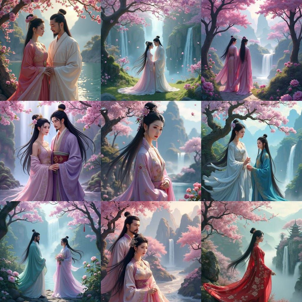 Ethereal Xianxia Lord Amidst Lilac Peony Blooms