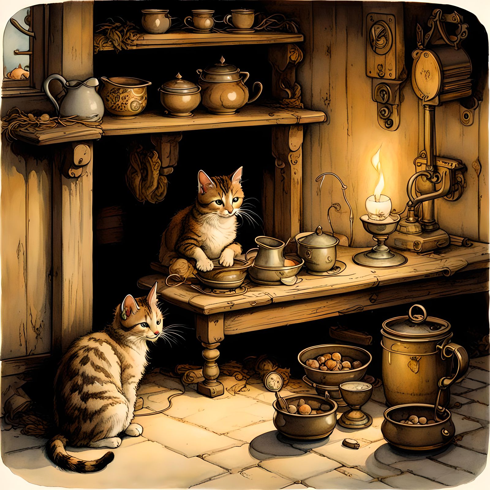 Cat and mouse,  by anton pieck