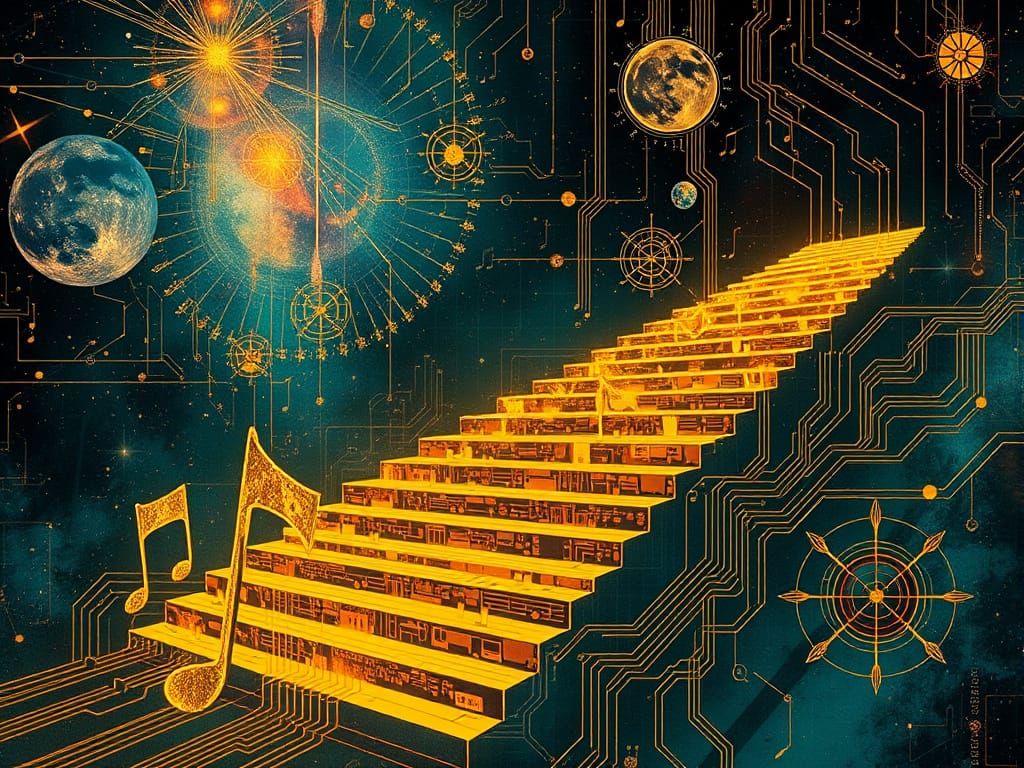 Cosmic Stairway to Infinite, a Goldenpunk Technocore Masterp...