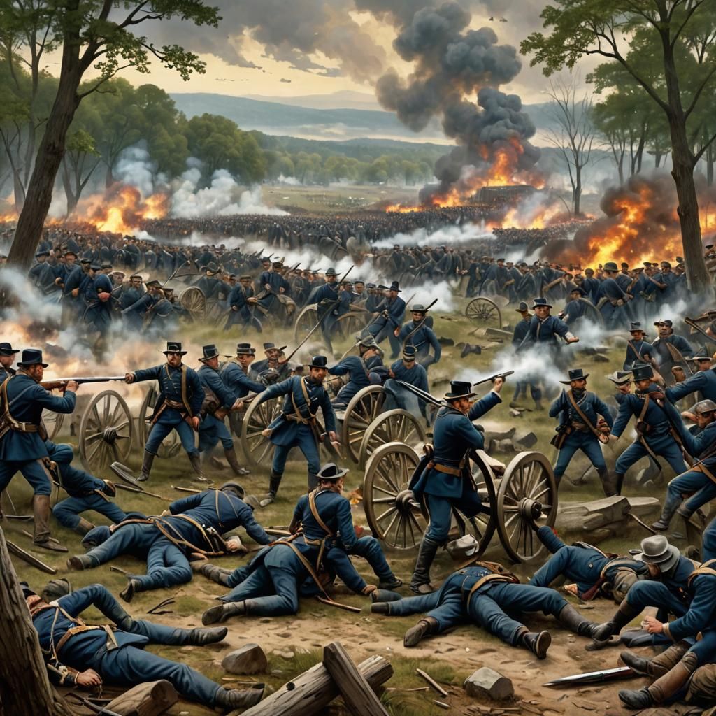 Gettysburg Battle in Detailed Matte Painting Style