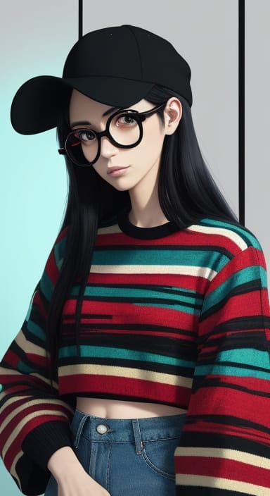 Vibrant Cartoon Girl in Studio Ghibli Style