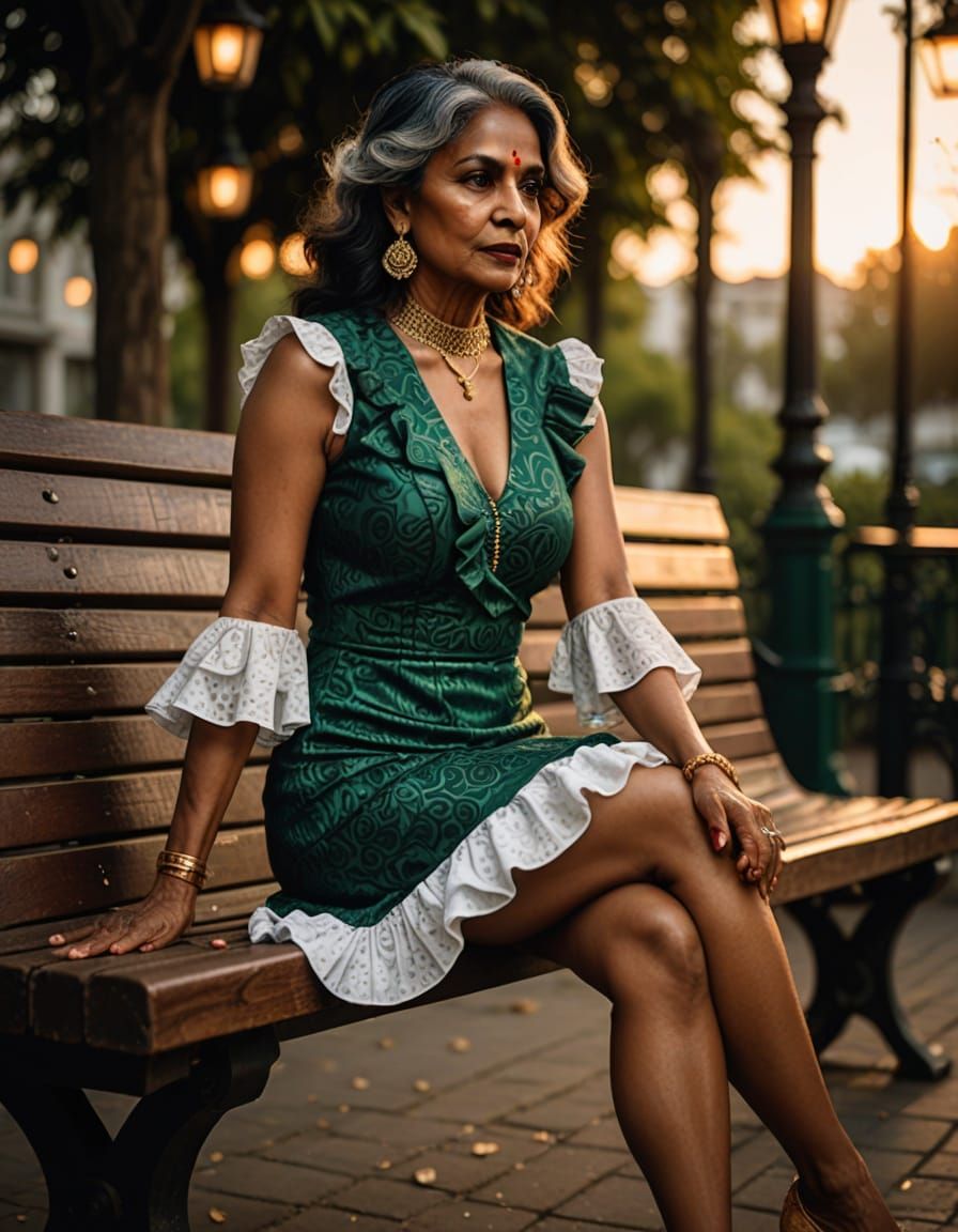 Glamorous Indian Woman in Ruffled Dress Portrait