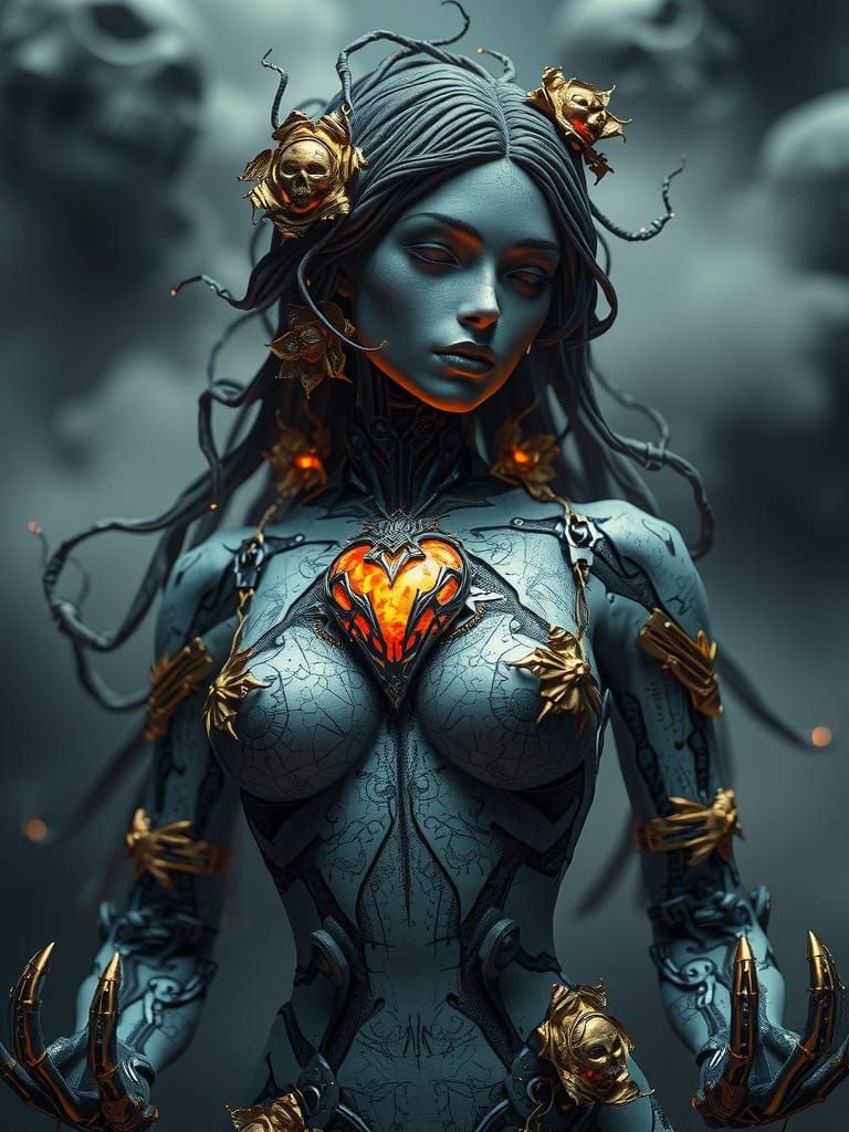 Fallen Celestial Bride of Machine Gods in VR Sculpture Style