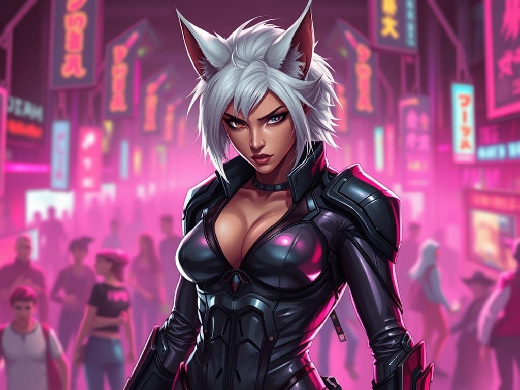 Cyberpunk Warrior Woman in Metallic Suit