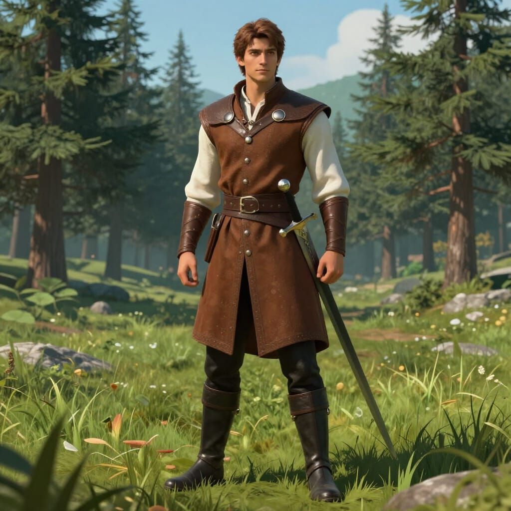 Young King in Fantasy Grass Field - Detailed Matte Painting