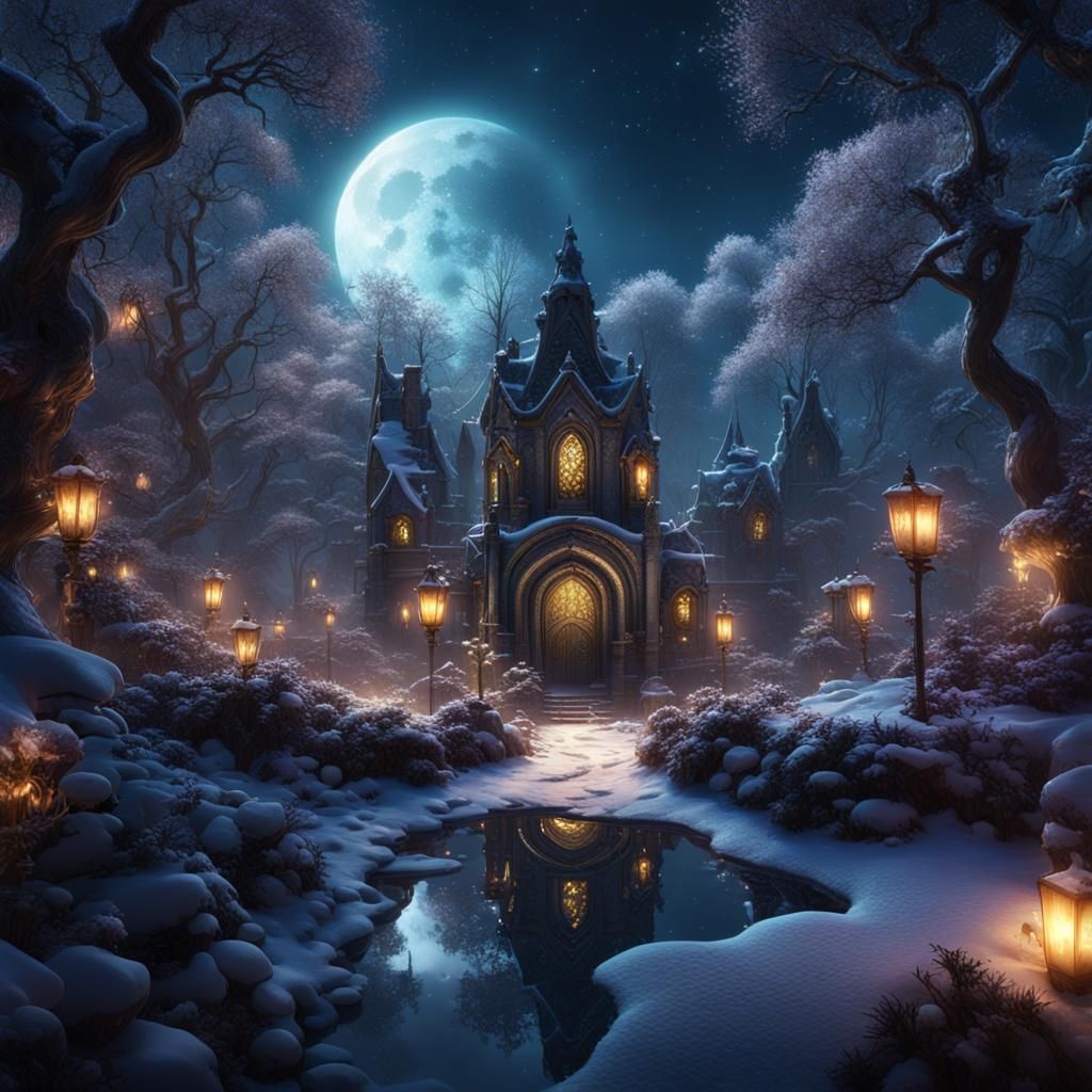 Dark Faerie in a Fantastical Landscape: Detailed Matte Paint...