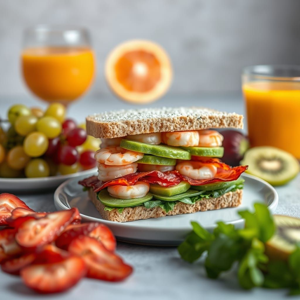 Savory Sundried Tomato Sandwich with Fresh Fruits