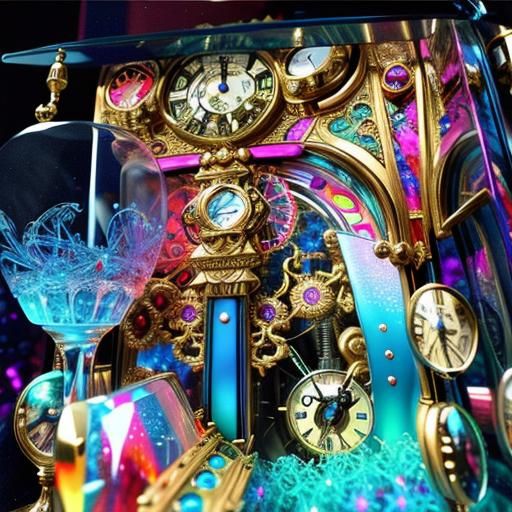 Psychedelic Glass Grandfather Clock in 3D