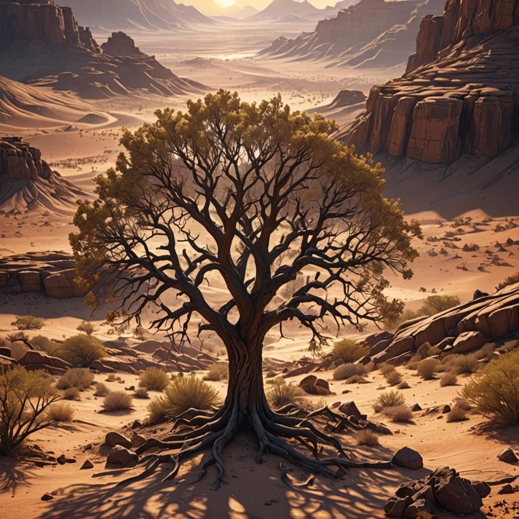 Barren Desert Tree: Fantasy Concept Art