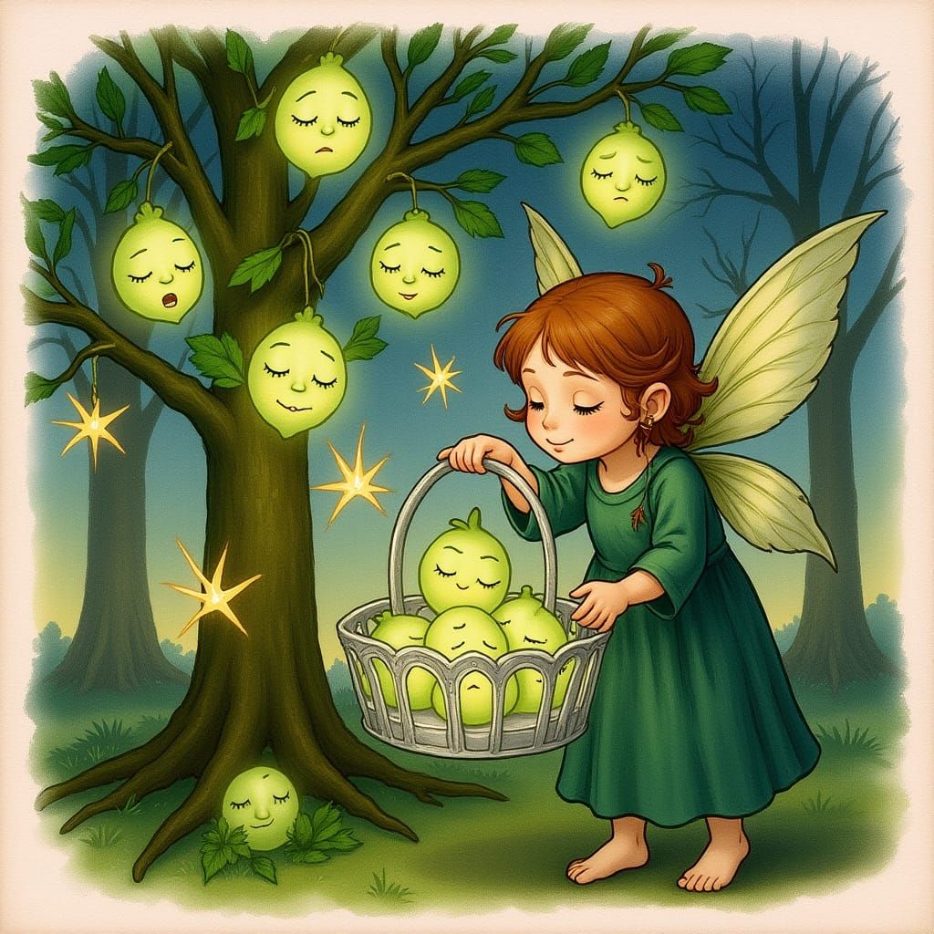 Bioluminescent Grove with Faerie Gathering Dream Fruit