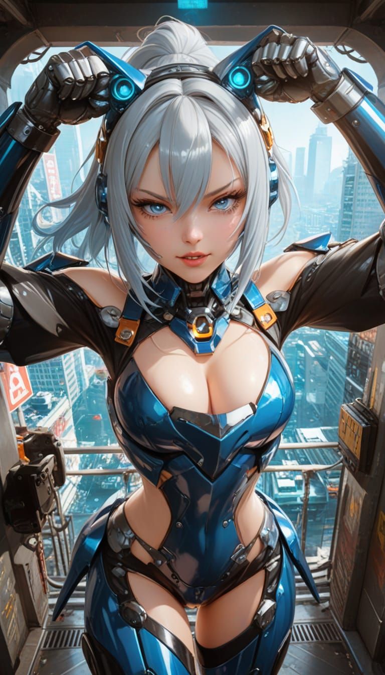 Cyberpunk Anime Catgirl Assassin Concept Art