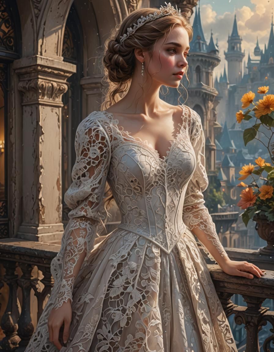 Princess on Balcony: Detailed Splash Art Masterpiece