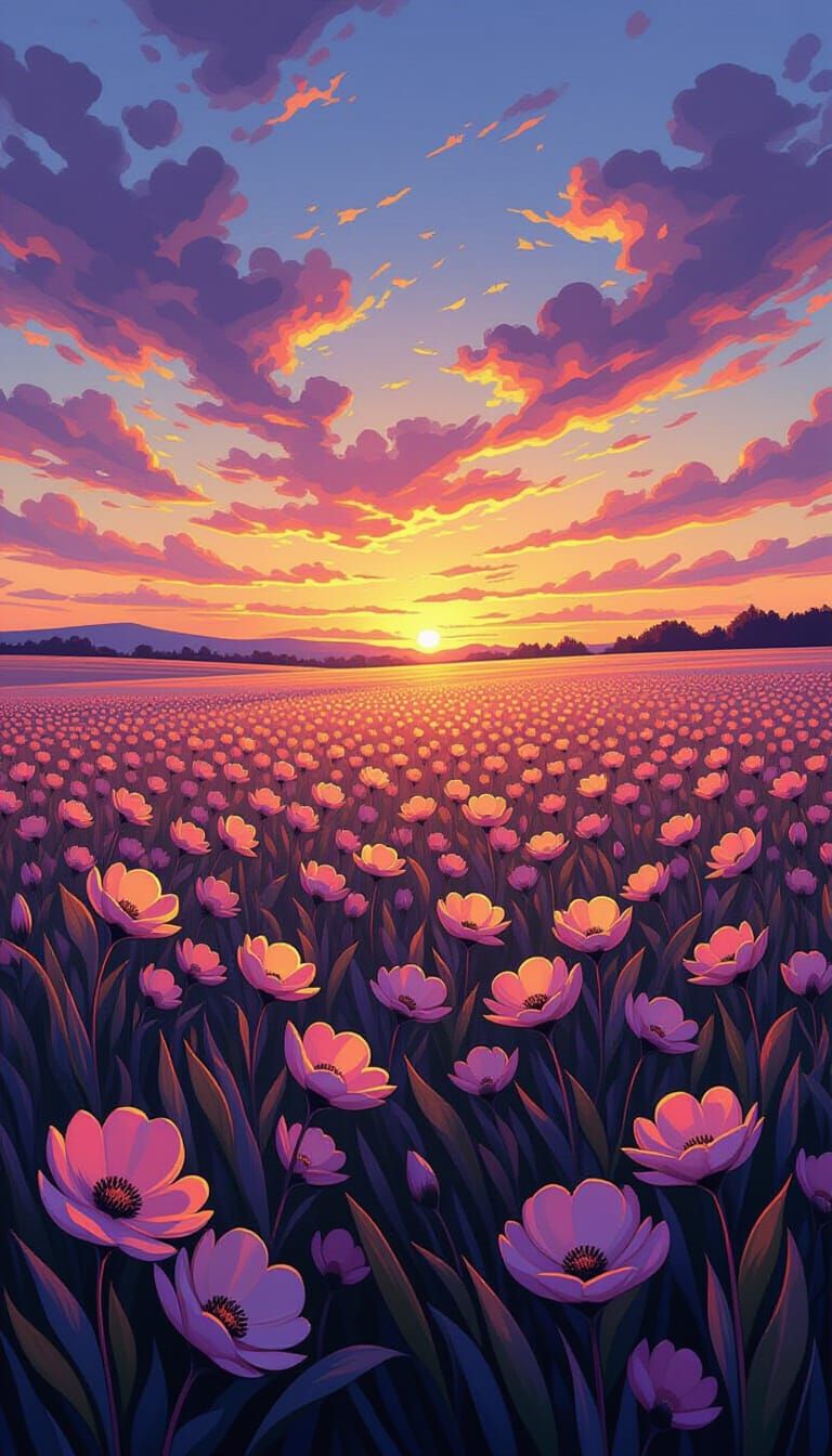 Bioluminescent Flora: An Impasto Twilight Dreamscape