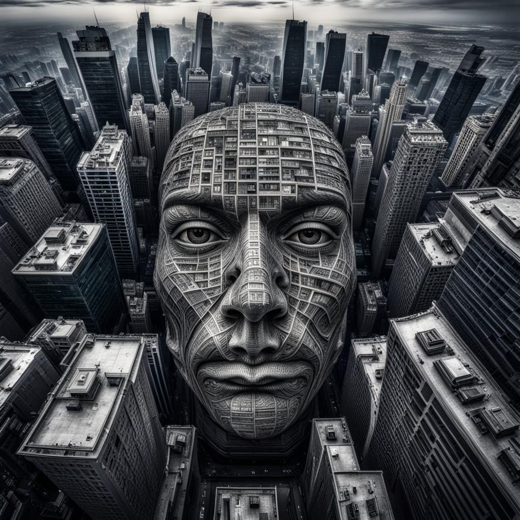 Cityscape Face: Hyperrealistic Optical Illusion