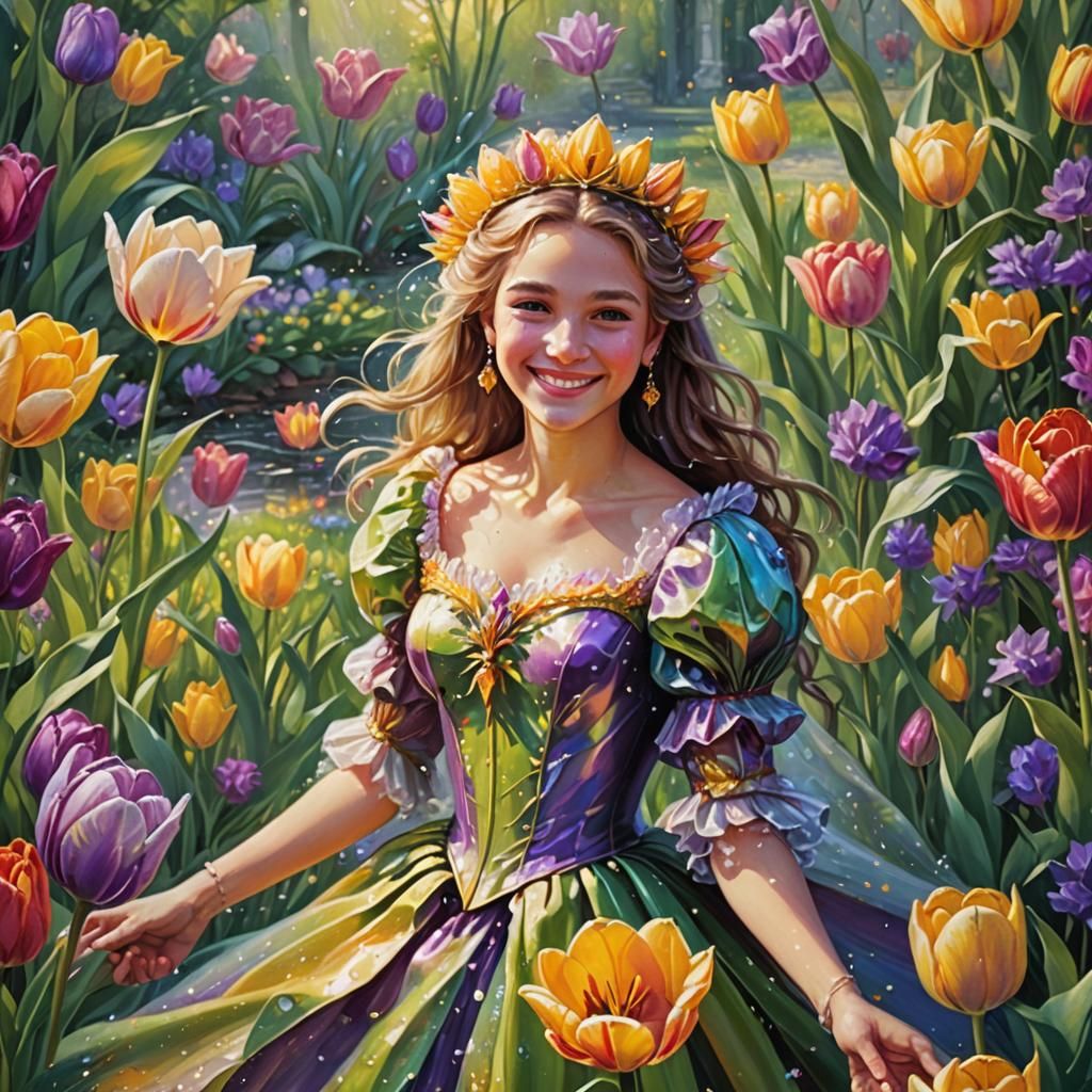 Tulip Princess in a Fantastical Garden