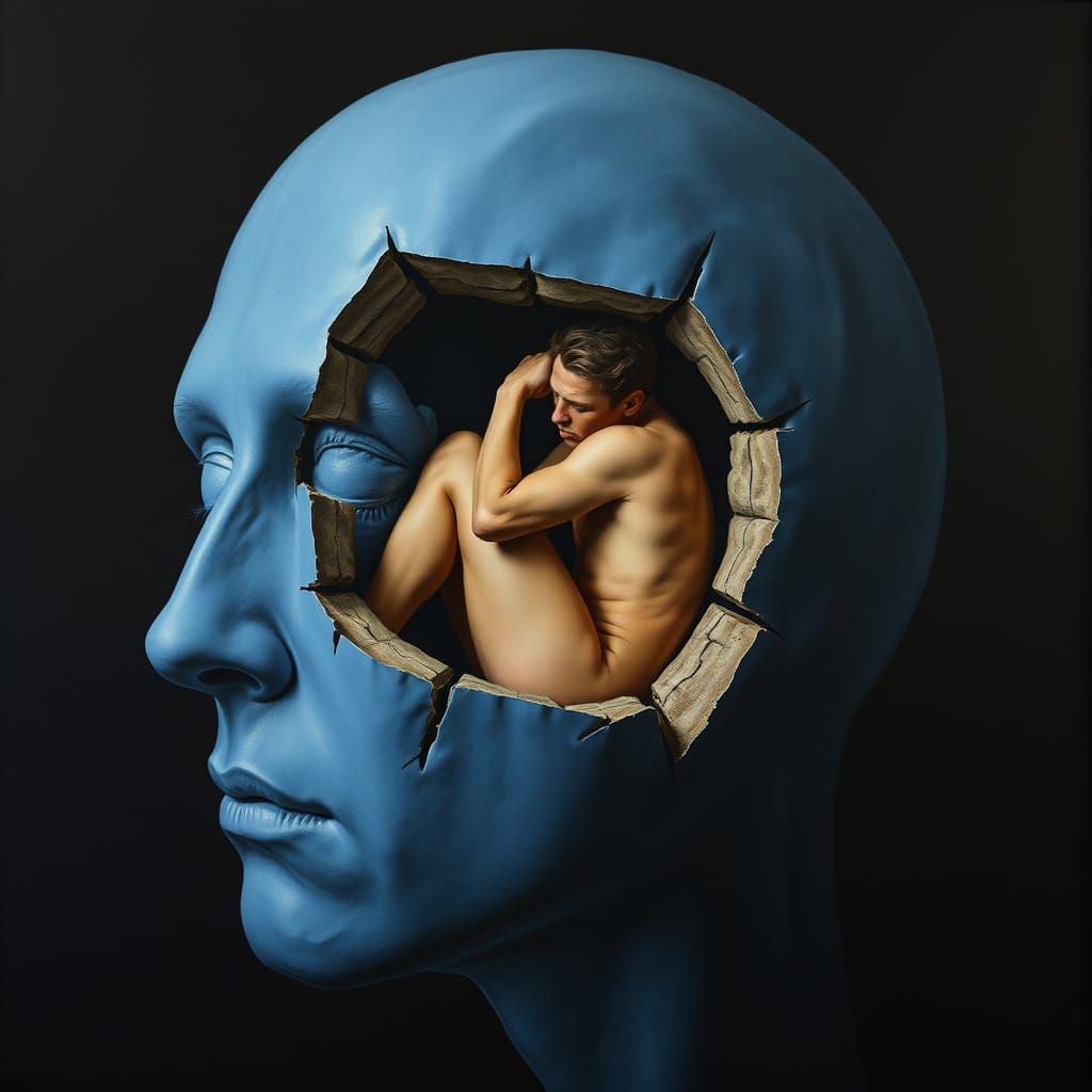 Trapped Mind: Surreal Digital Art in the Dark