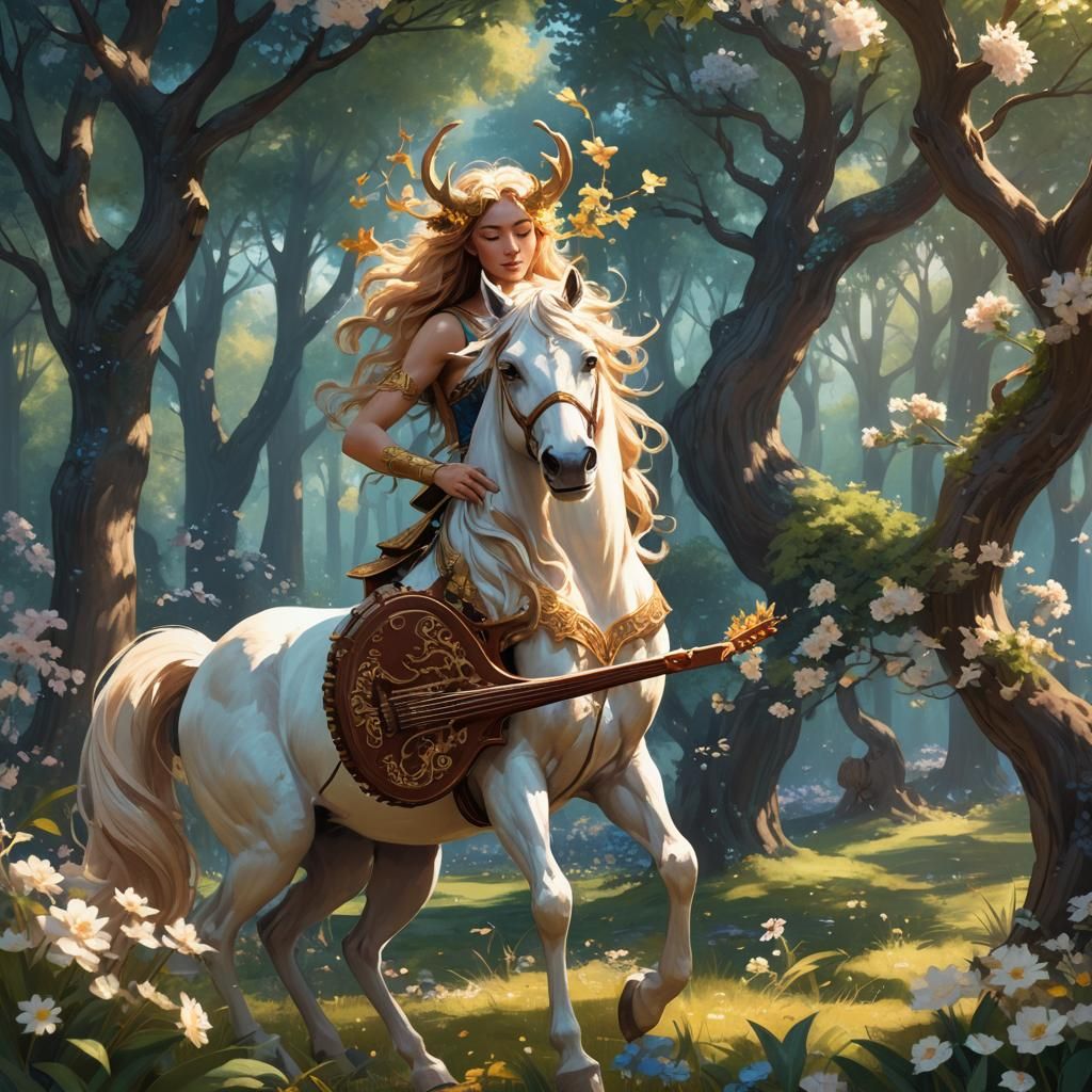 Centaur's Lyre: Forest Serenade in Ethereal Light