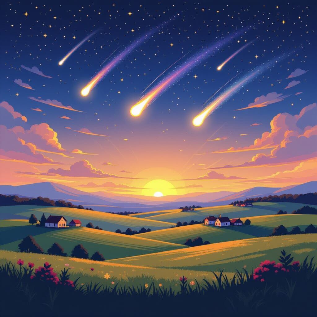 Dreamlike Landscape in Vibrant Pop Art Style