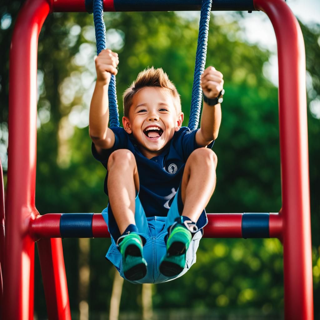 Laughing Boy on Jungle Gym