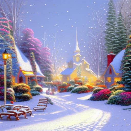 Winter Wonderland: Kinkade-Gurney Inspired Snowscape