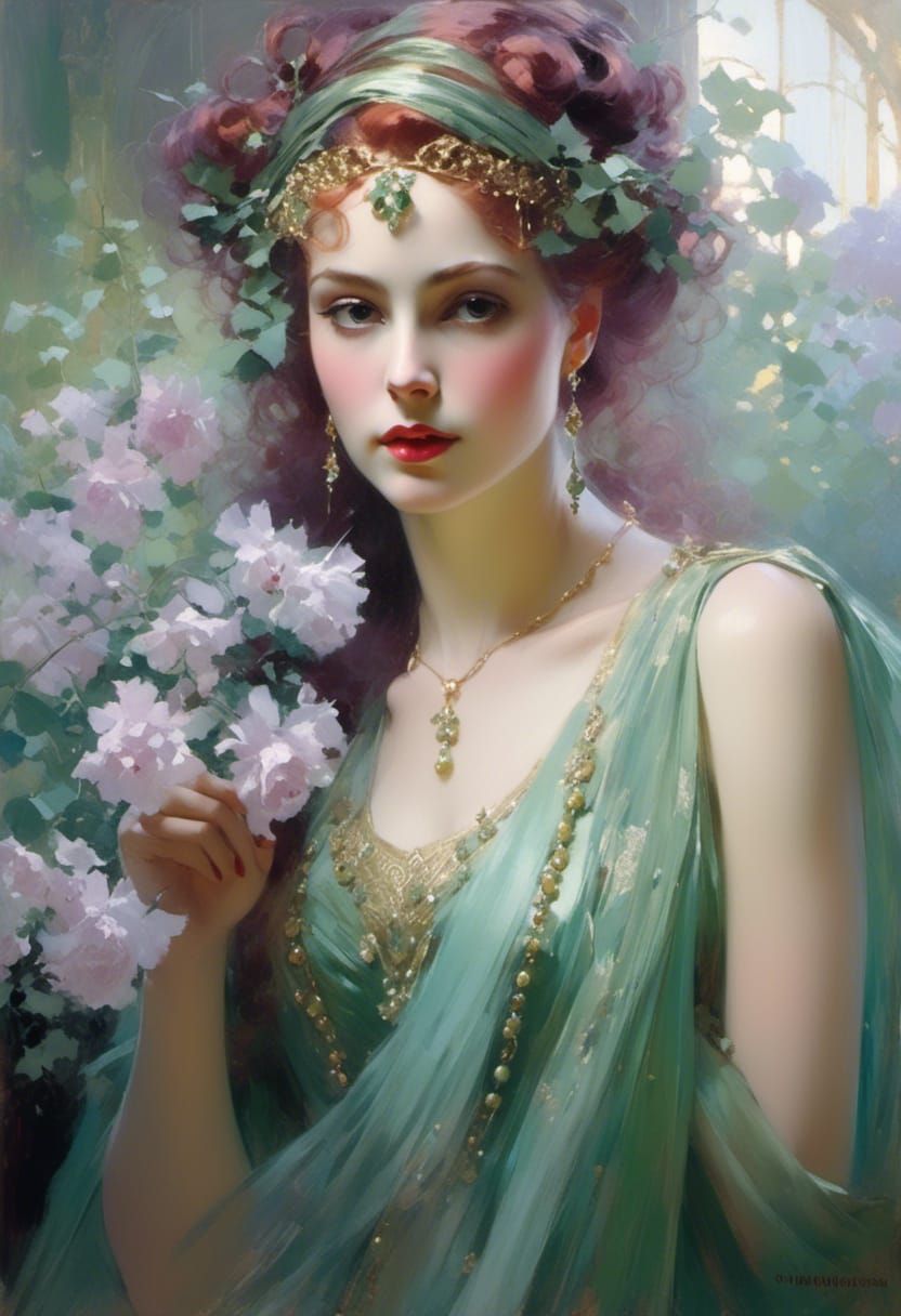 Victorian Fairy Queen in Light Gold and Crimson