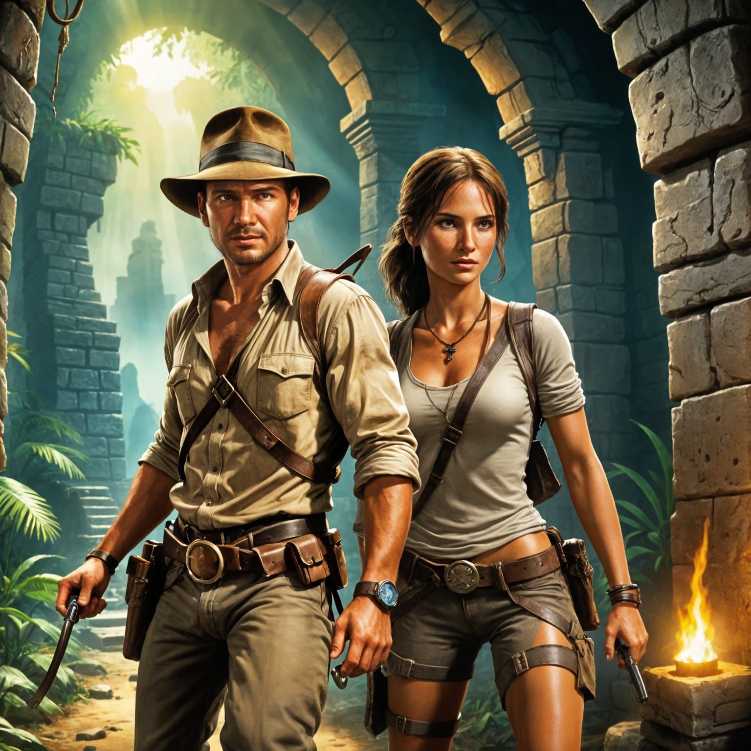 Cinematic Dungeon Exploration in Adventure Fantasy Style