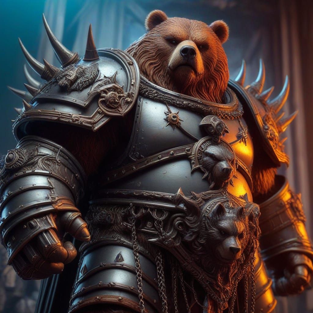 Armored Grizzly Bear Warboss in Shadow Armor