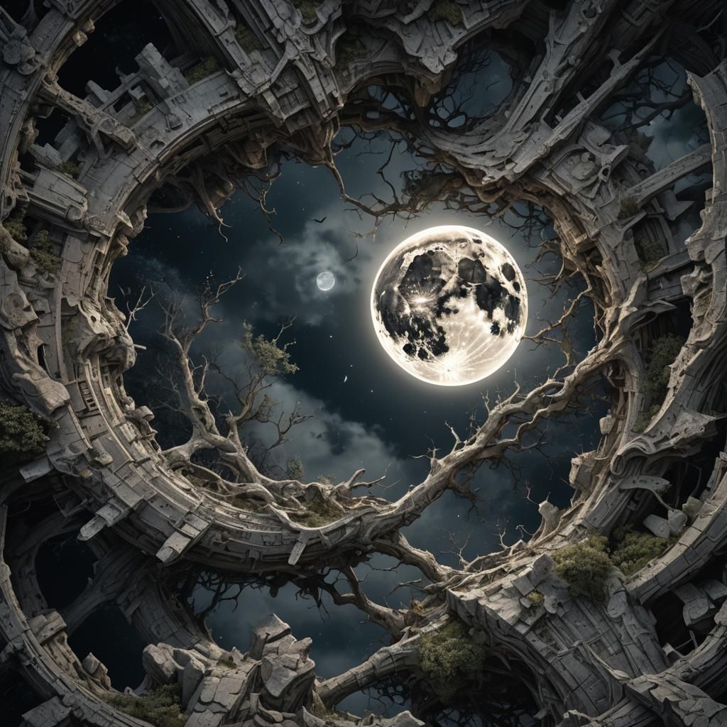 Dark Fantasy Moonlit Landscape in 8K Resolution