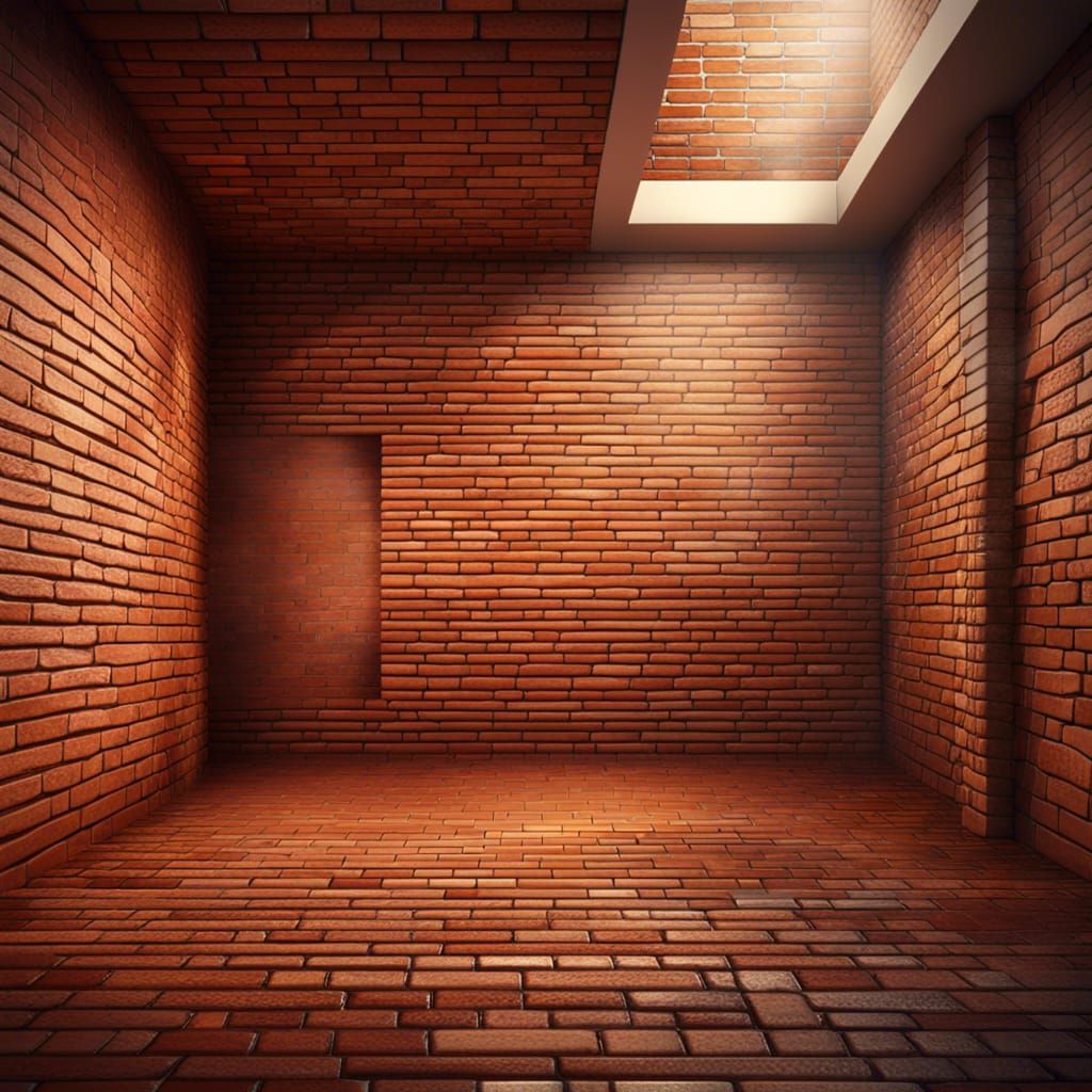 Abstract Interior: Brick Wall and Stone Floor Design