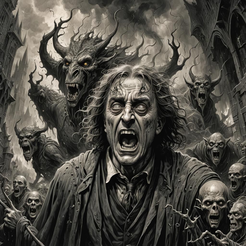 Horrific Face Melt in Gothic Horror Style