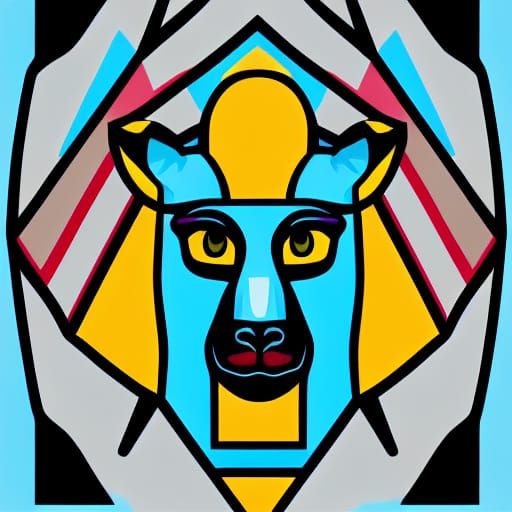 Cool Llama in Geometric Pop Art Style
