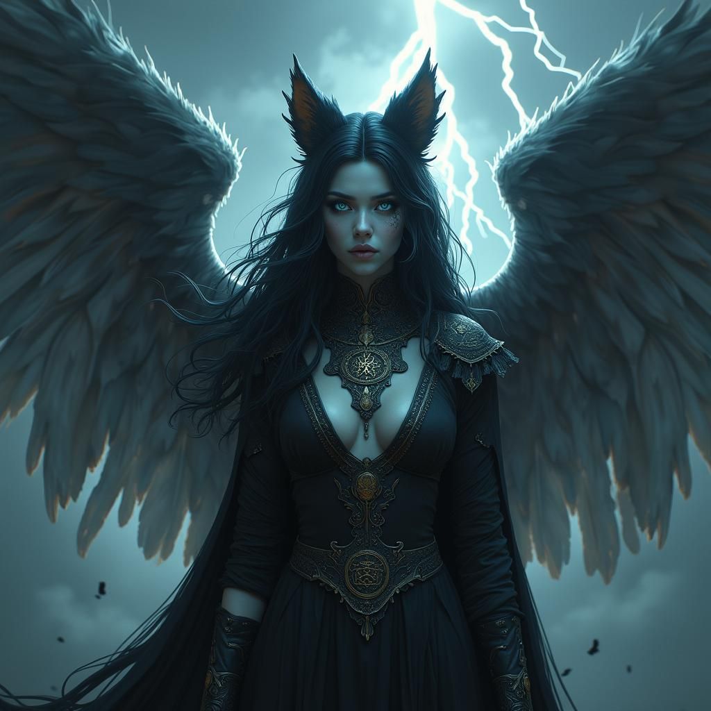 Mystical FurFur with Angelic Wings in Dark Fantasy Style