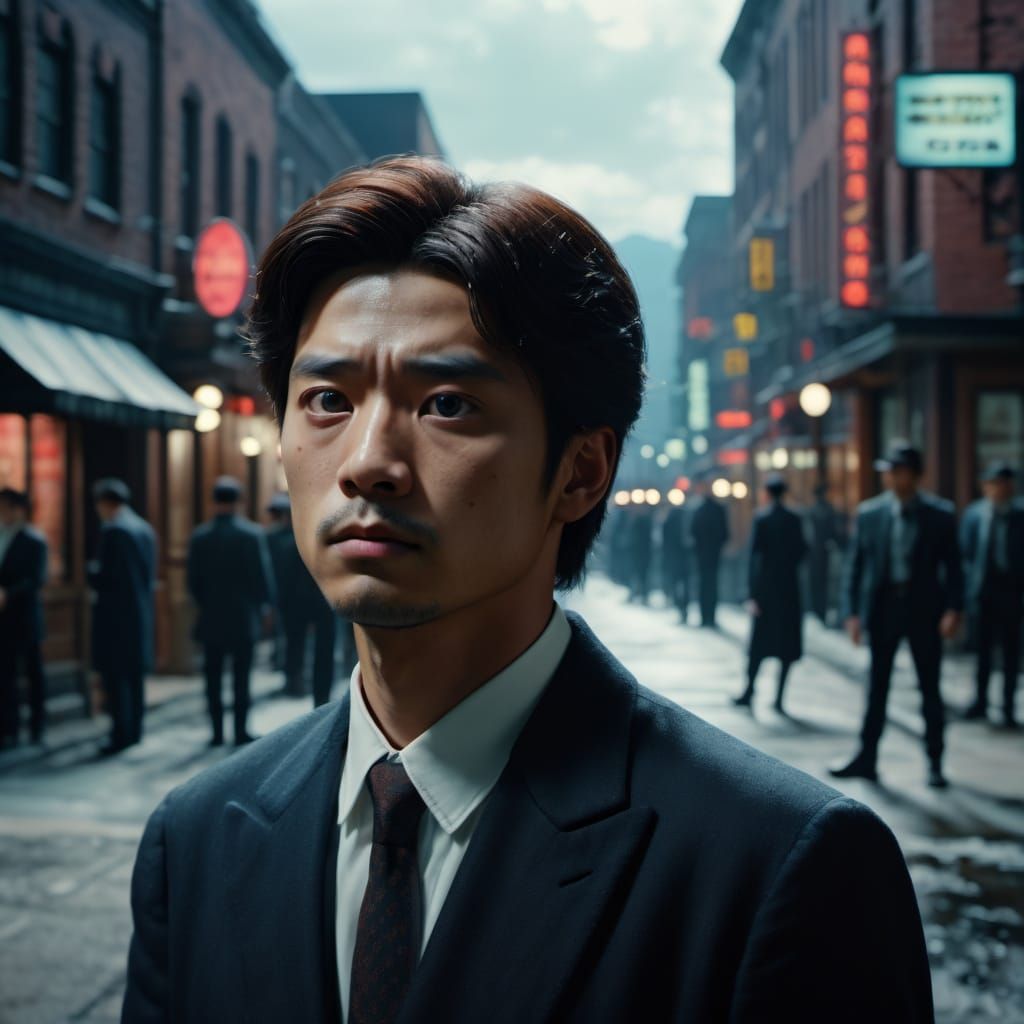 Dramatic Film Still of a Person in Vivid Colors