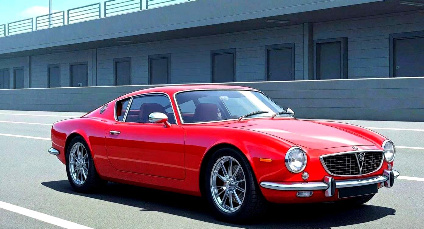 Comic Art Pinup Model With Retro-Modern Lancia Sports Car