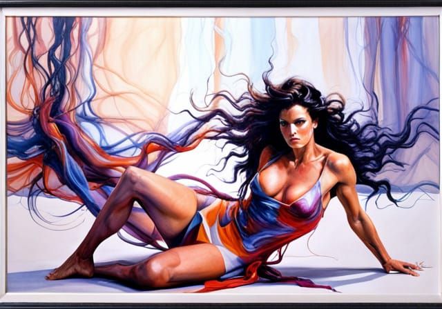 Reclining Woman in Expressionist Portrait Style