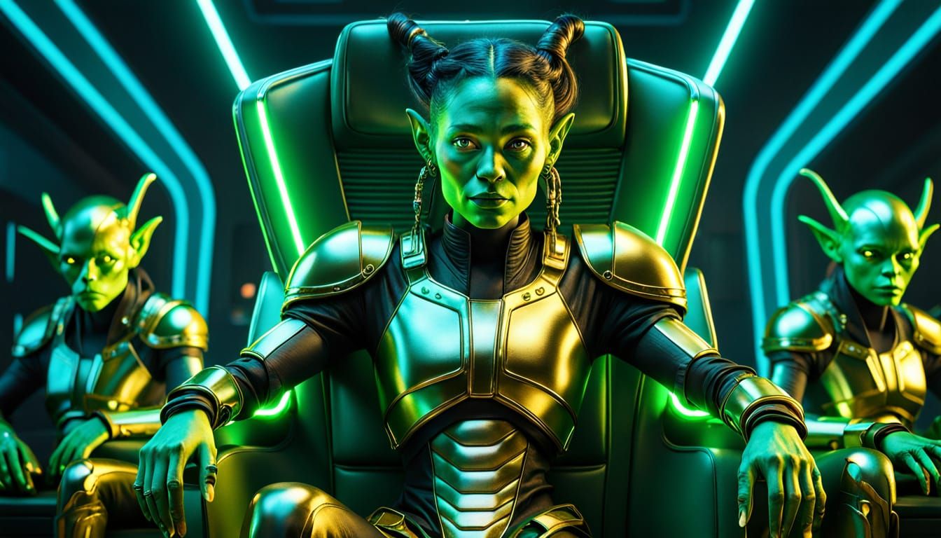 Troll Captain on Sci-Fi Bridge in Digital Art