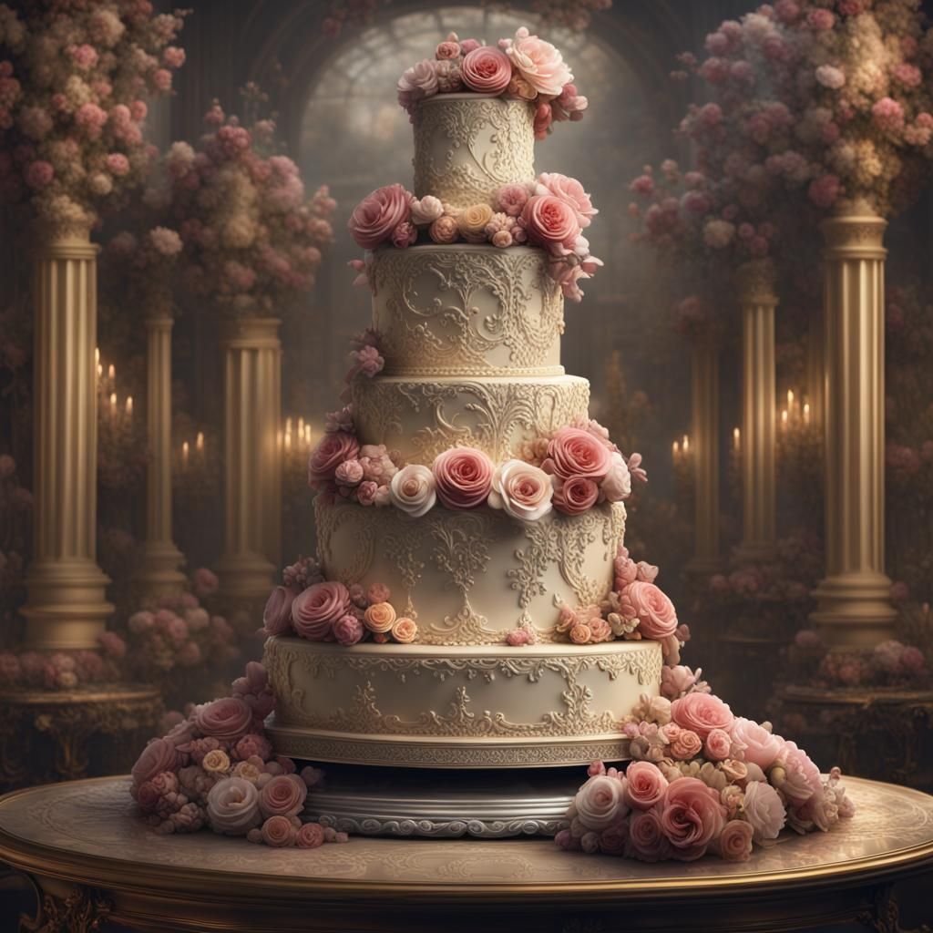 Elaborate Multi-Tiered Cake Sculpture