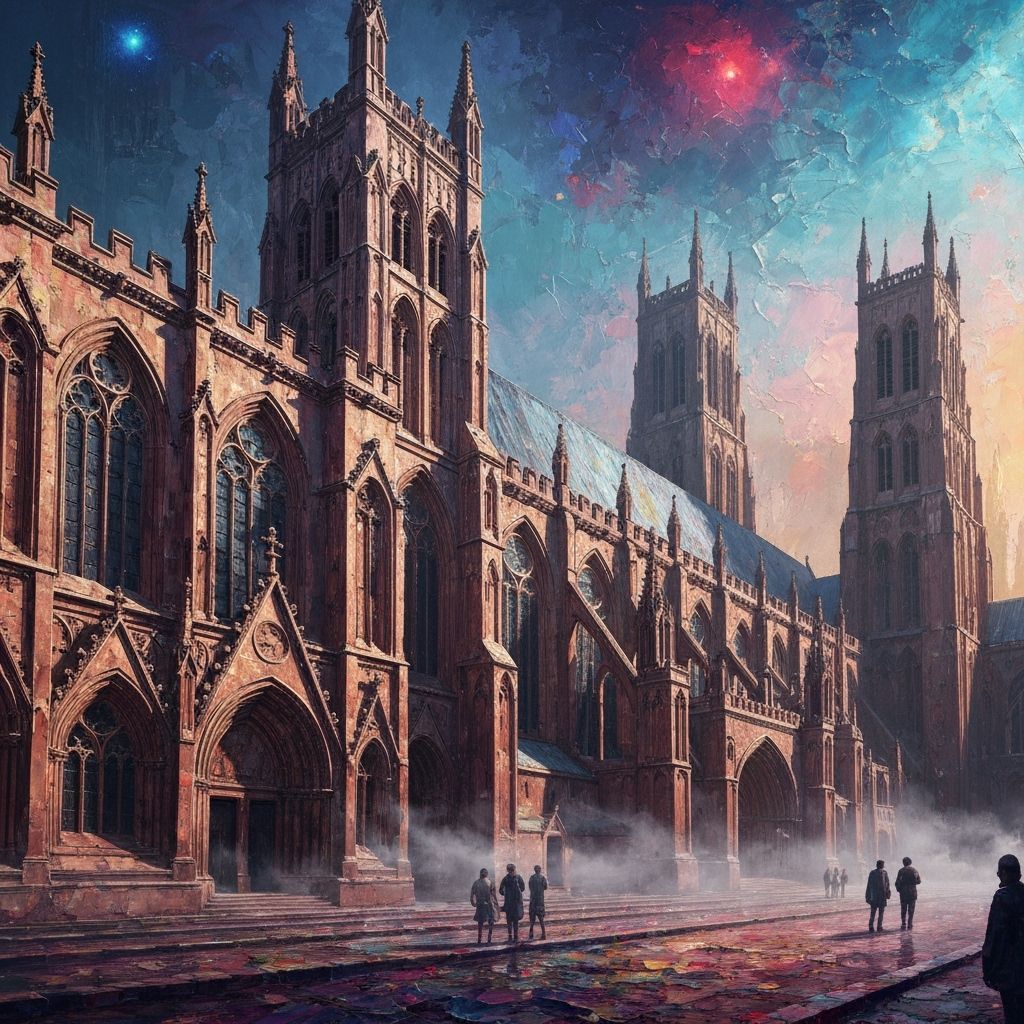 Fantastical Coventry Cathedral in Cyberpunk Style