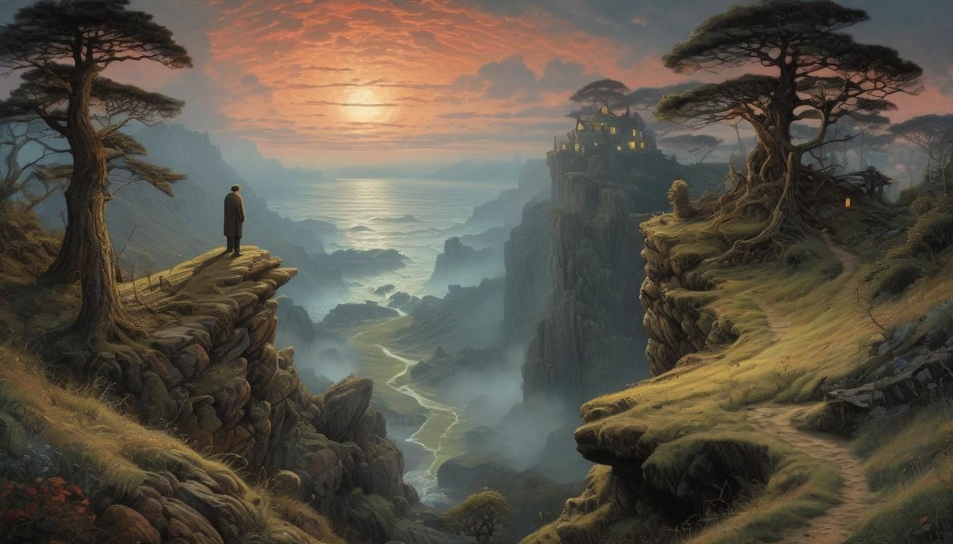 Detailed Landscape Art Inspired by Klimt and Friedrich